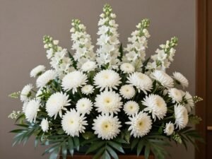 باقة زهور بيضاء أنيقة للتعازي من خدمة توصيل زهور