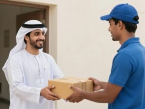 تفاعل إيجابي بين العميل ومندوب التوصيل في العين