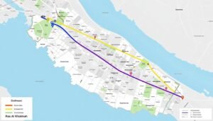 خريطة مناطق التغطية لخدمات التوصيل في رأس الخيمة