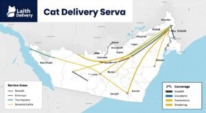خريطة مناطق خدمة مندوب توصيل قطط في الإمارات