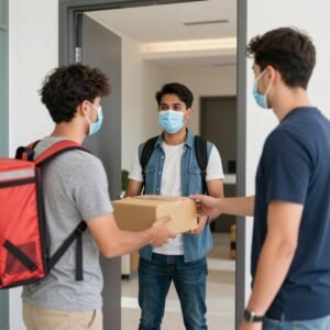 صورة لعميل يستلم طلبه من خدمة توصيل طلبات في العين