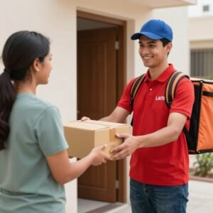 مندوب توصيل سريع يقوم بتوصيل طرد في نفس اليوم مندوب توصيل سريع يقوم بتوصيل طرد في نفس اليوم