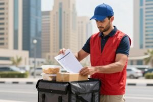 مندوب توصيل في دبي يقوم بتوصيل مجموعة متنوعة من الطلبات مندوب توصيل في دبي يقوم بتوصيل مجموعة متنوعة من الطلبات