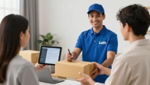مندوب توصيل ليث يقدم خدمة احترافية مع الابتسامة والاحترافية