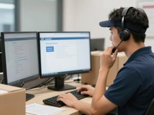 موظف خدمة عملاء لايث دليفري يستقبل طلبات التوصيل عبر الهاتف موظف خدمة عملاء لايث دليفري يستقبل طلبات التوصيل عبر الهاتف