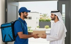 Happy customer receiving delivery in Ras Al Khaimah