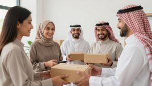 عملاء راضون عن خدمة التوصيل السريعة